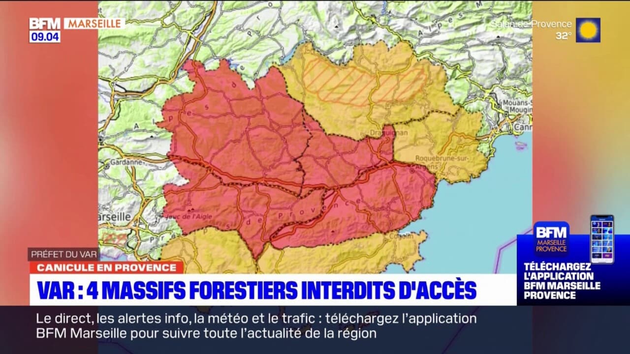 Canicule dans le Var quatre massifs forestiers interdits d accès ce