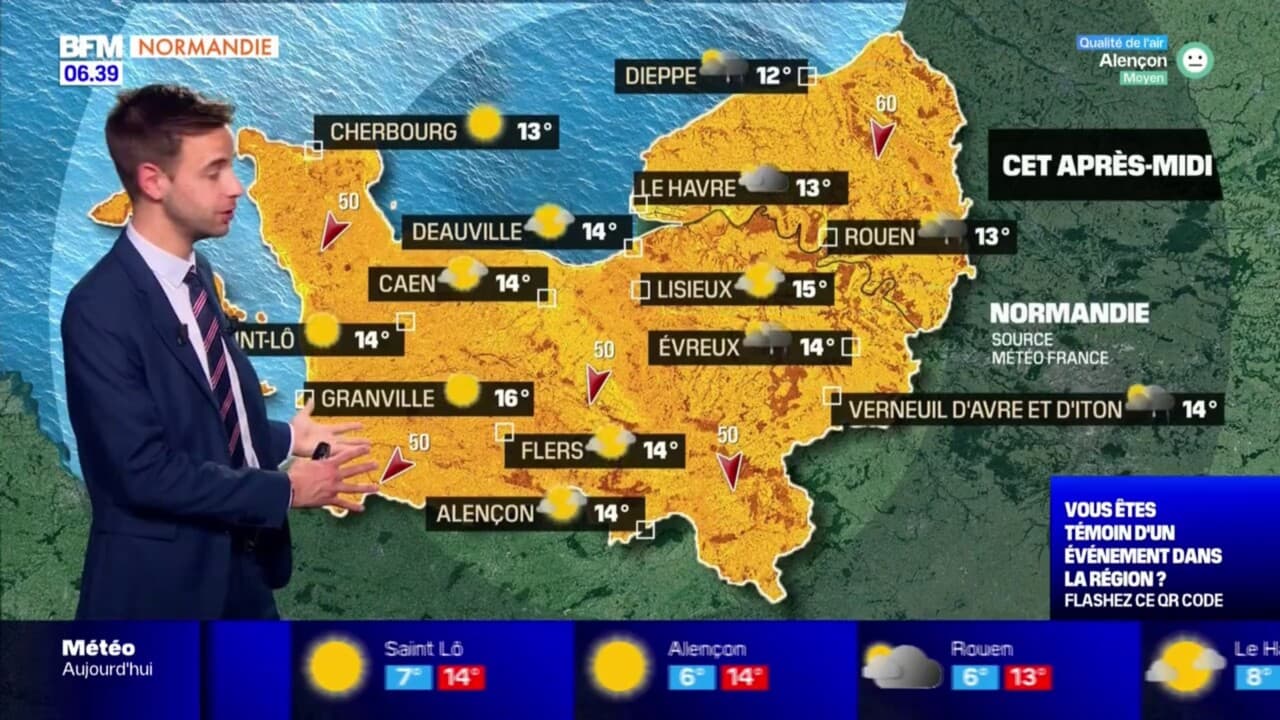 Météo Normandie un ciel nuageux avec quelques éclaircies ce jeudi 14