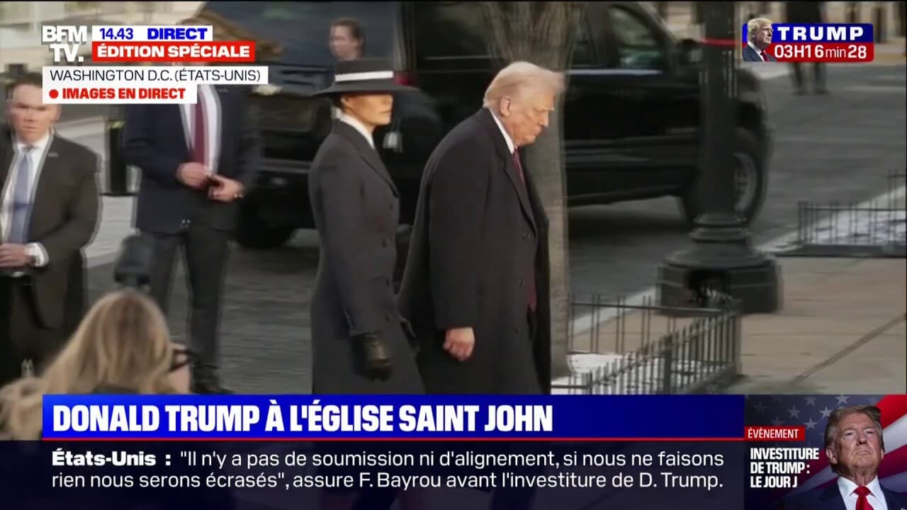 Investiture de Donald Trump le nouveau président arrive à l église St