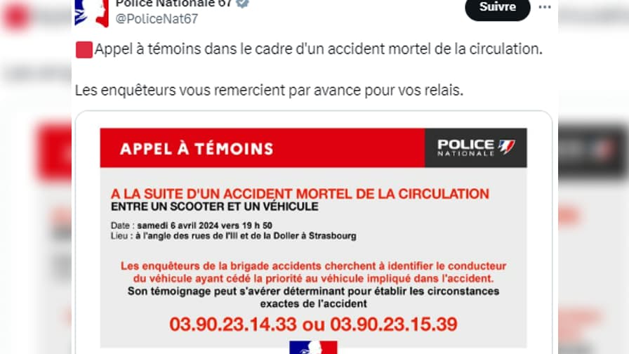 Strasbourg un appel à témoins lancé après un accident mortel