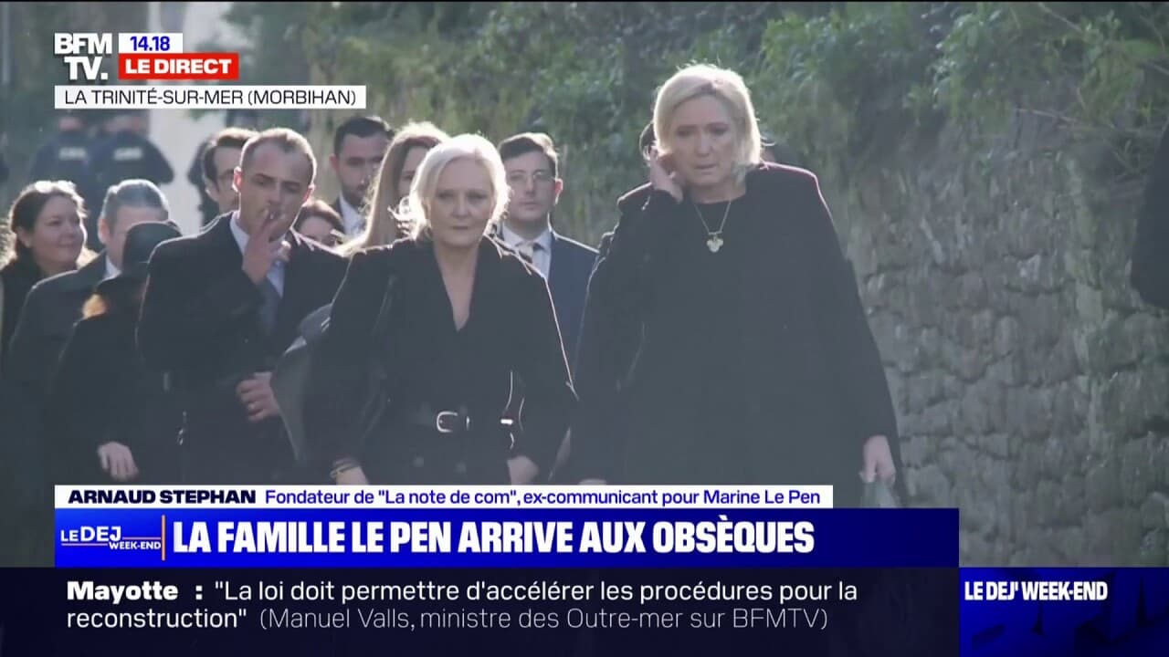 Obsèques de Jean Marie Le Pen la famille dont Marine Le Pen arrive aux