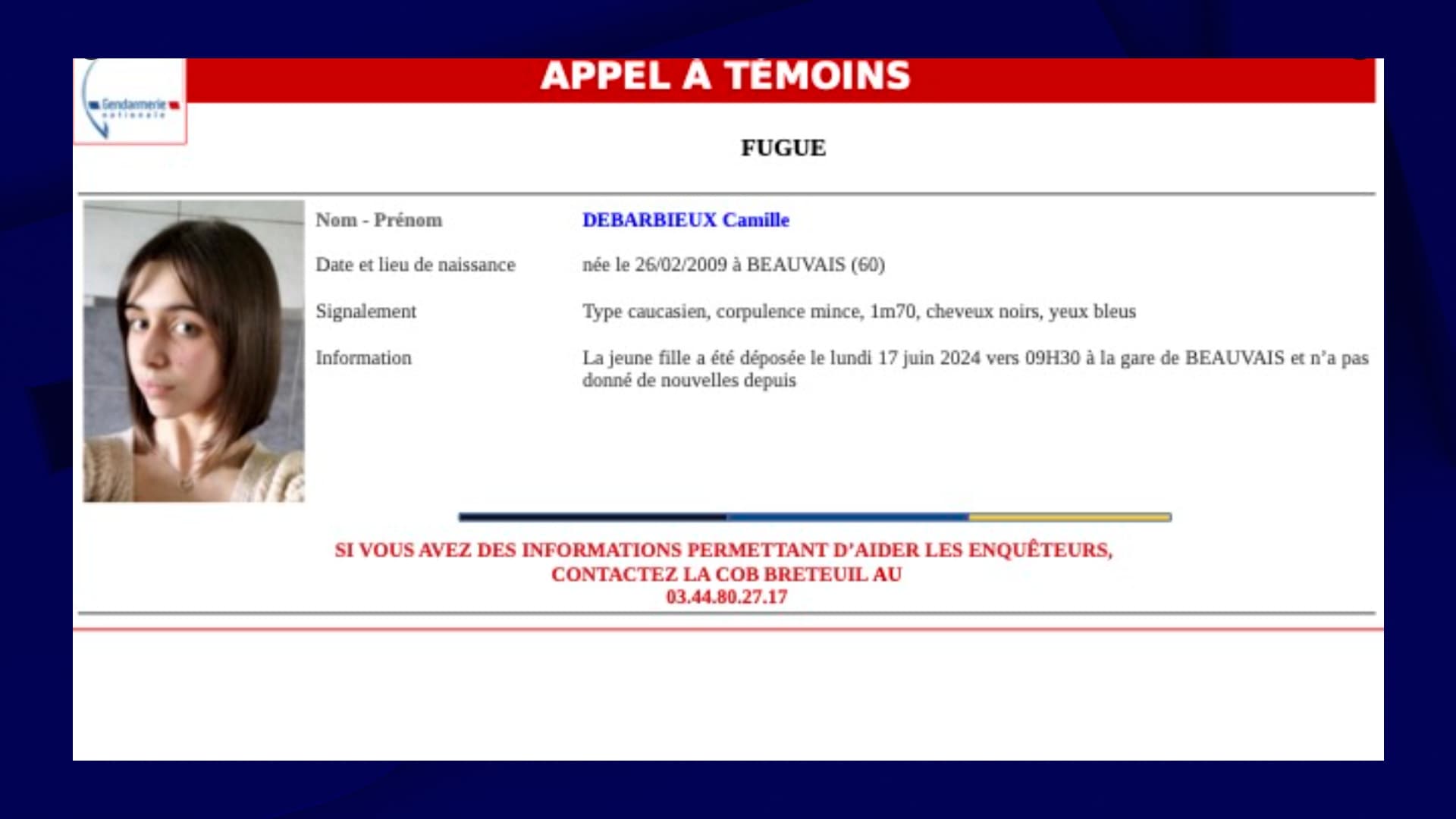 Oise La Gendarmerie Lance Un Appel T Moins Apr S La Disparition D