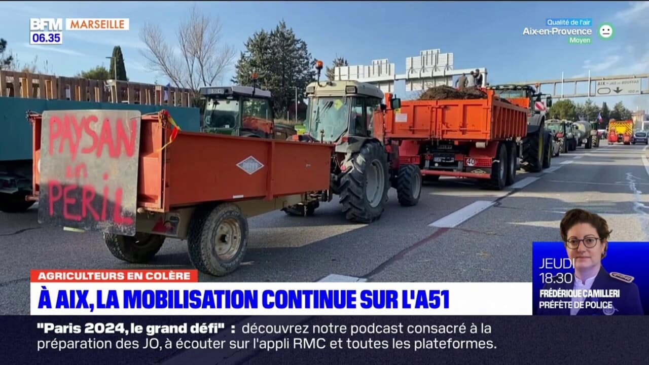 Colère des agriculteurs la mobilisation continue sur l A51 à Aix en