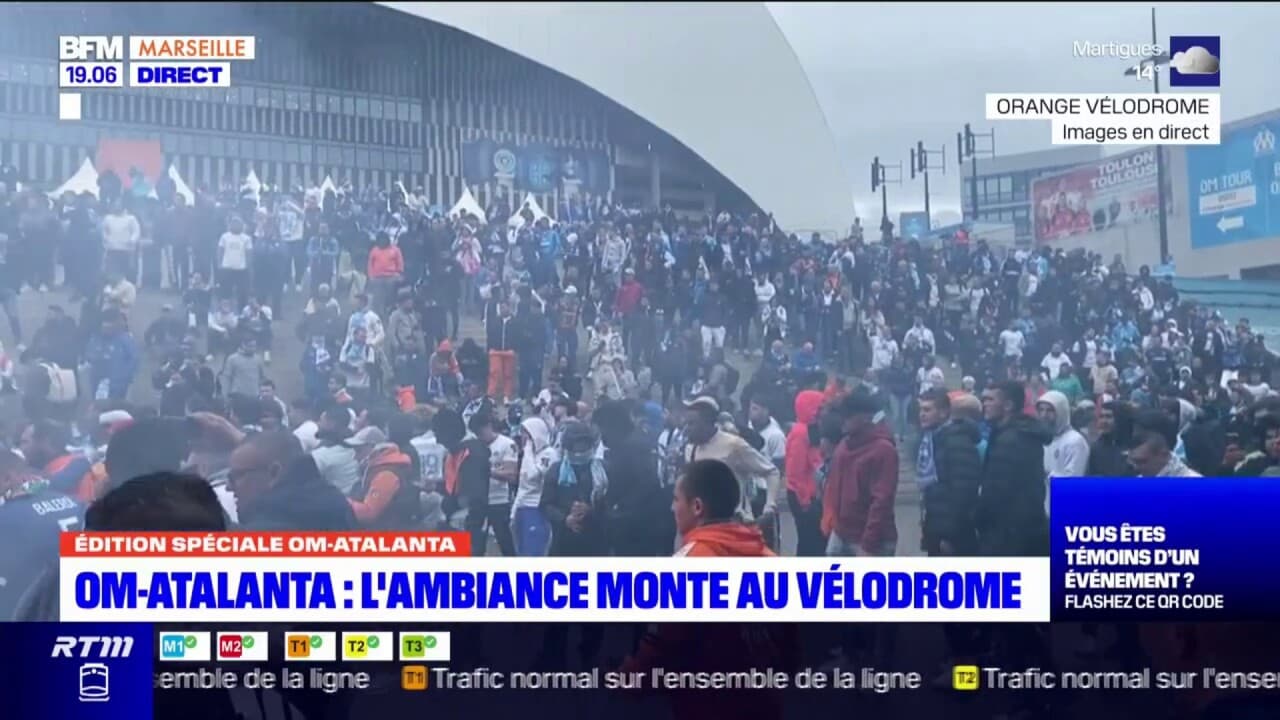 OM l ambiance monte sur le parvis du Vélodrome à deux heures du match