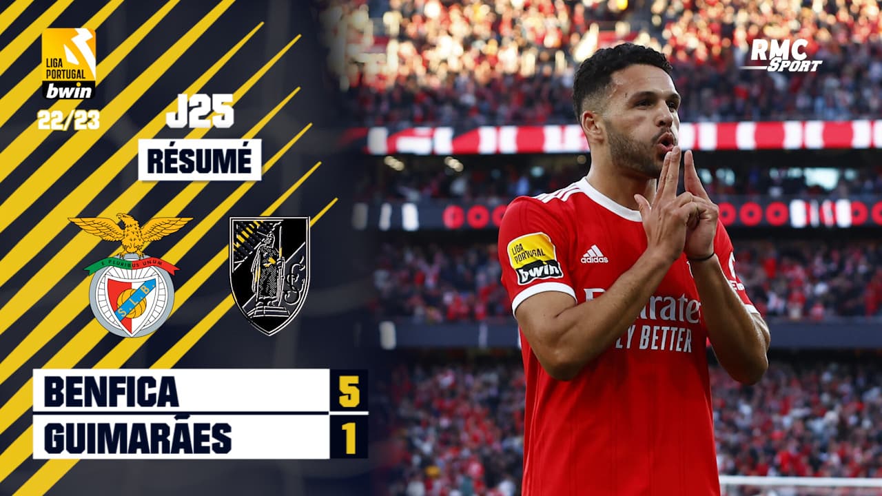 Résumé Benfica 5 1 Guimarães Liga portugaise J25