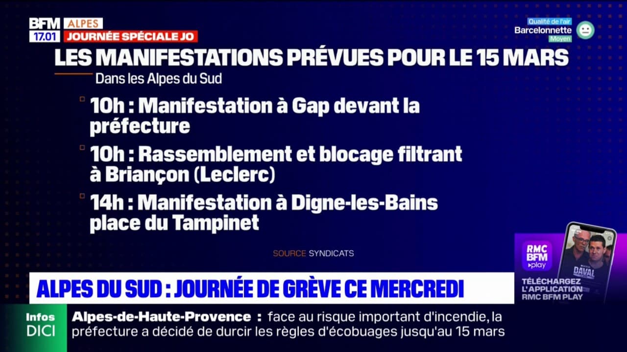 Retraites plusieurs manifestations prévues dans les Alpes du Sud mercredi