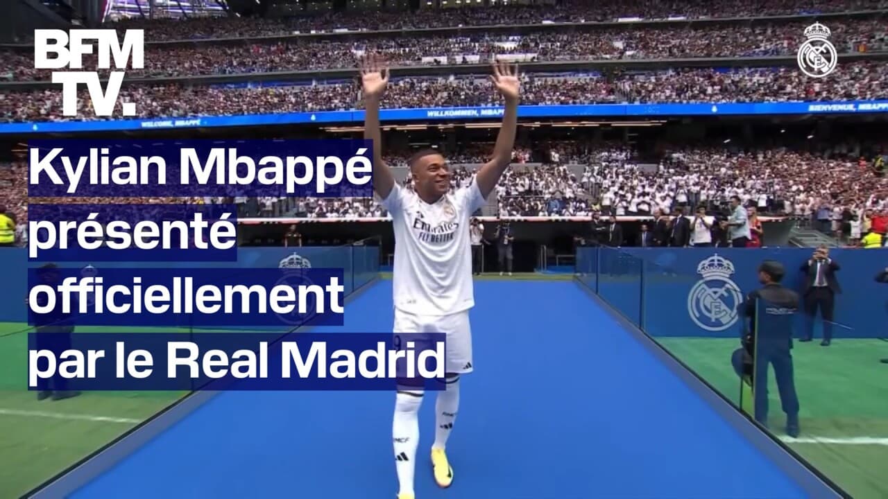 Kylian Mbappé présenté officiellement par le Real Madrid au stade