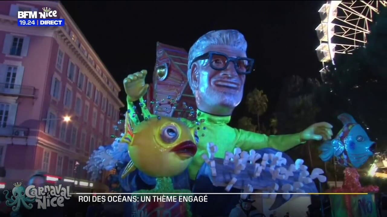 Carnaval de Nice un char à l effigie de l artiste peintre Sylvian the