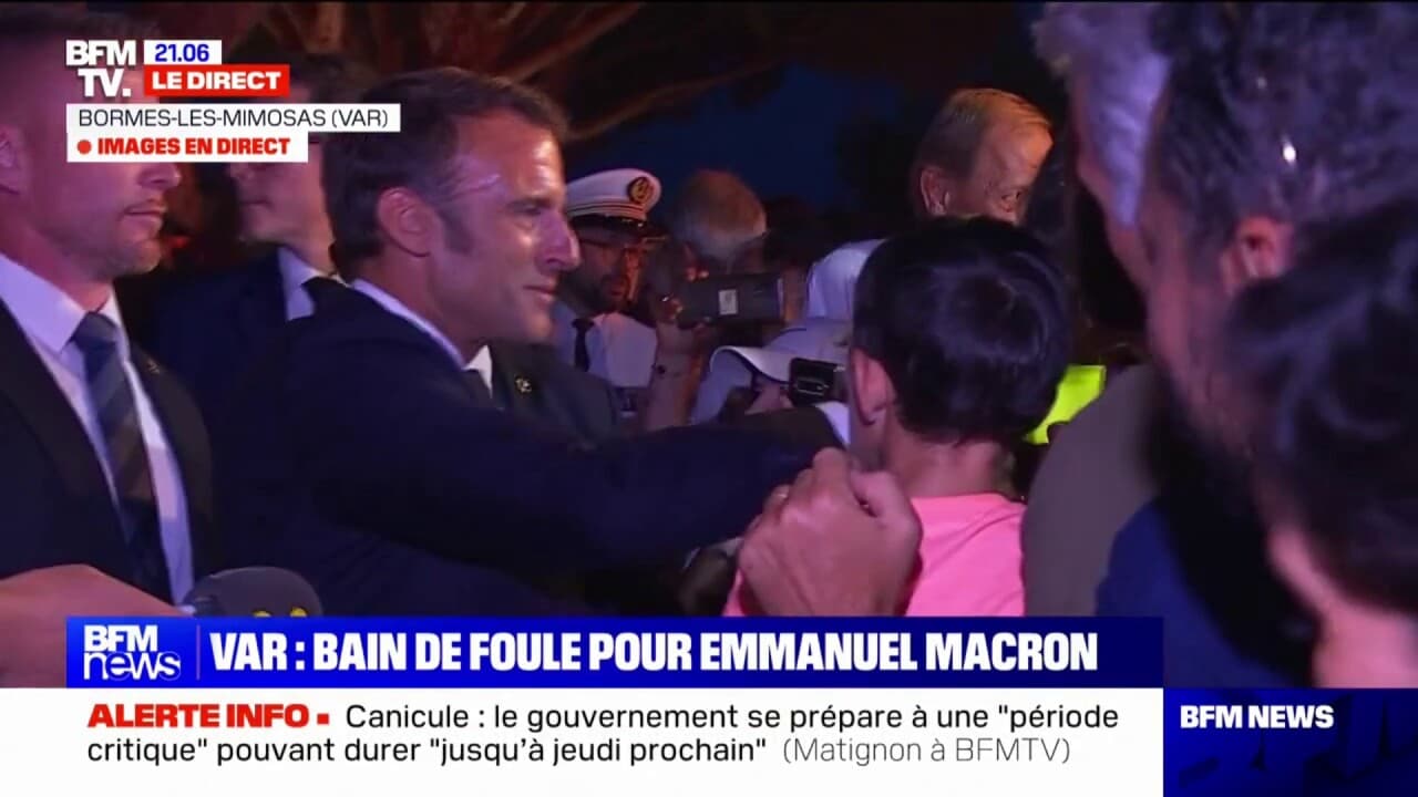 Var un bain de foule pour Emmanuel Macron à Bormes les Mimosas