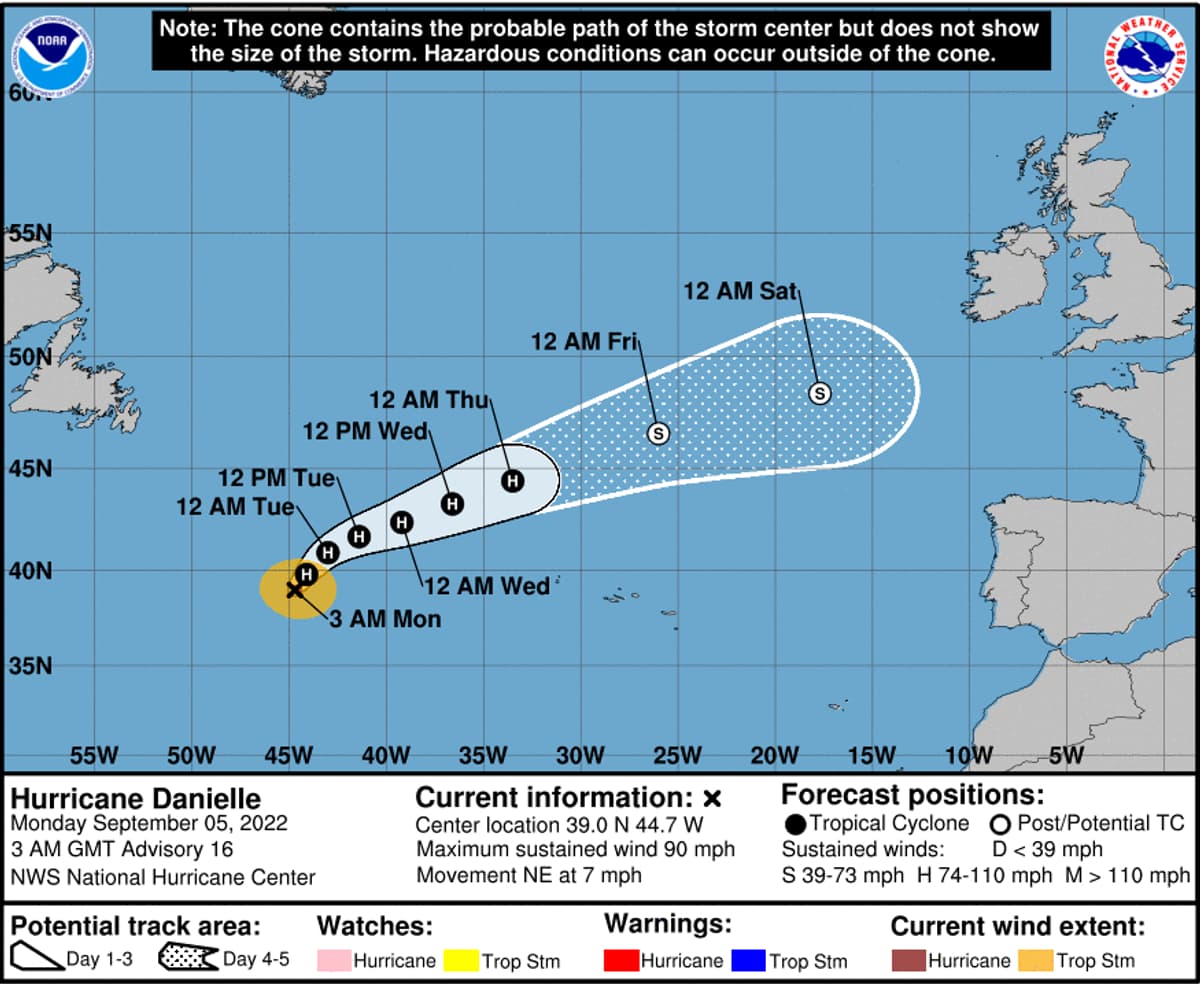 L ouragan Danielle menace t il de frapper la France dans les jours à venir