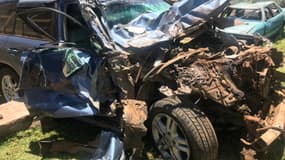 Le SUV de David Rudisha après une collision avec un bus au Kenya
