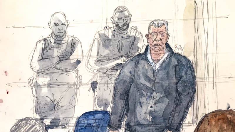 Ce croquis judiciaire réalisé le 19 décembre 2024 à Avignon montre Dominique Pelicot lors de l'audience du verdict du tribunal qui l'a condamné à la peine maximale de 20 ans de prison.