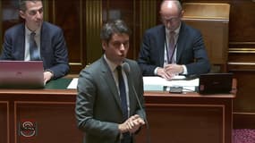 Gabriel Attal, ministre délégué chargé des Comptes publics, s'exprime au Sénat, le 7 mars 2023.