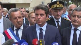 Le Premier ministre démissionnaire Gabriel Attal après l'attaque contre la synagogue de La Grande-Motte, le 24 août 2024.