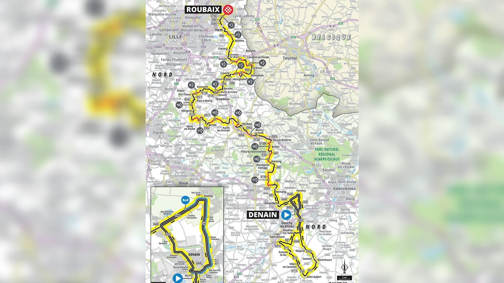 Parcours du Paris-Roubaix Femmes 2023. Parcours du Paris-Roubaix Femmes 2023.