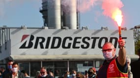 Manifestation devant l'usine de Bridgestone, le 17 septembre 2020 à Béthune (Pas-de-Calais)