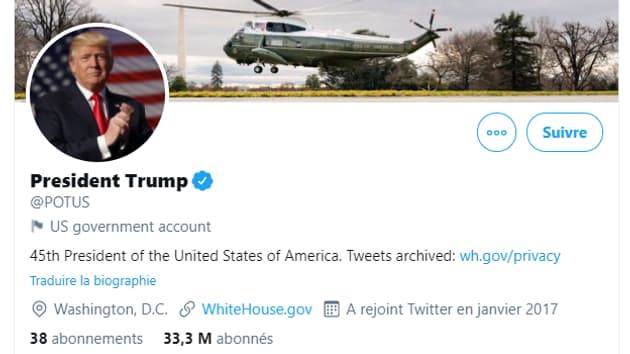 Le compte @Potus, alloué à Donald Trump Le compte @Potus, alloué à Donald Trump