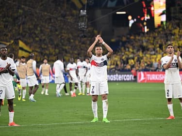 Les joueurs parisiens lors de Dortmund-PSG, le 1er mai 2024