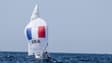 Le bateau de la France en catégorie 470 lors des JO de Paris, août 2024