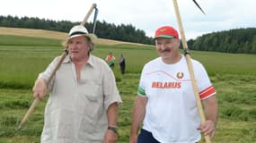 Gérard Depardieu et le président biélorusse Alexandre Loukachenko, le 22 juillet 2015.