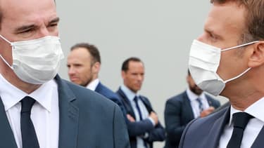 Le Premier ministre Jean Castex et le président Emmanuel Macron, place de la Concorde à Paris, pour la parade du 14 juillet 2020