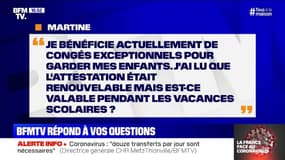 L'attestation de congés exceptionnels est-elle renouvelable pendant les vacances scolaires ?