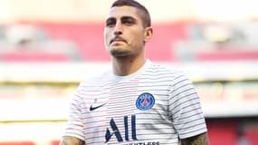 Marco Verratti avec le maillot d'entraînement du PSG