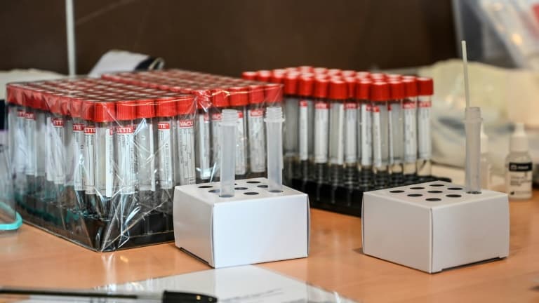 Des échantillons lors des tests au Covid-19 réalisés à Roubaix (Nord), le 11 janvier 2021, lors d'une campagne massive de tests (image d'illustration)