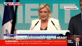 Dissolution de l'Assemblée nationale: "Je ne peux que saluer cette décision qui s'inscrit dans la logique des institutions de la Vème République" réagit Marine Le Pen