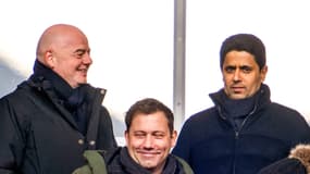 Gianni Infantino et Nasser al-Khelaïfi lors d'un hommage pour Franz Beckenbauer à Munich, janvier 2024