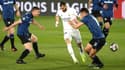 Karim Benzema lors du match Real-Atalanta, à Madrid le 16 mars 2021