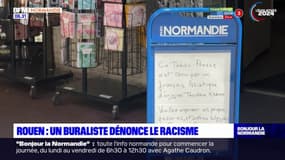 Rouen: un buraliste affiche un message devant son commerce pour dénoncer le racisme qu'il subit