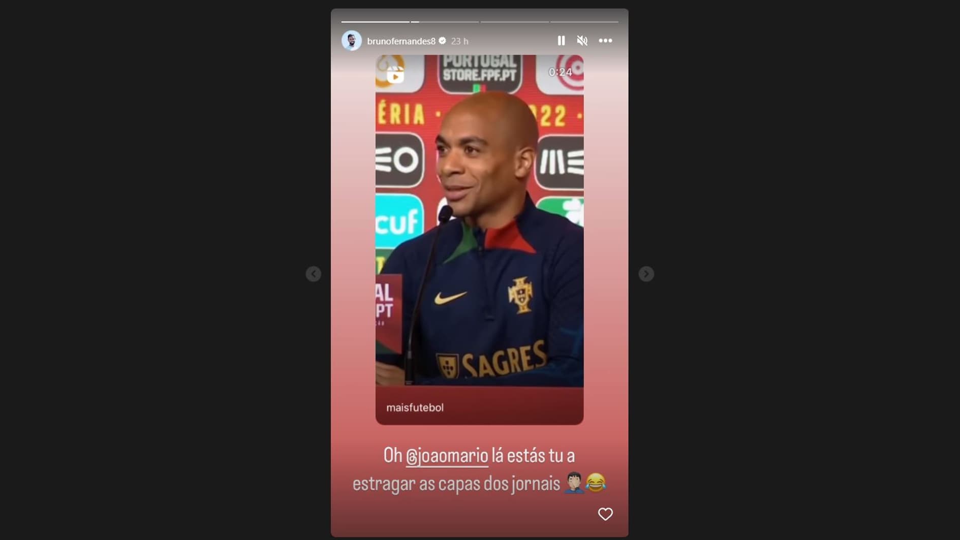 La story Instagram de Bruno Fernandes La story Instagram de Bruno Fernandes