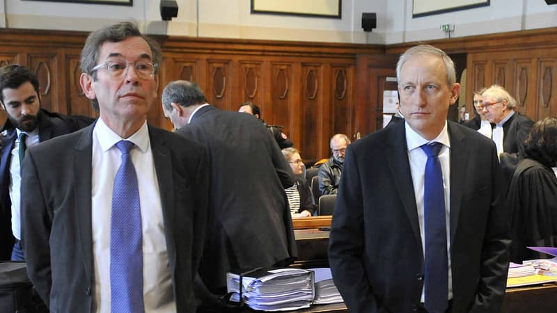 Philippe Goebel (à gauche), directeur général de la société Total Petrochemicals France (TPF), qui a été condamnée à 200.000 euros d'amende, et Claude Lebeau (à droite), ex-directeur de l'usine de Carling, en Moselle, appartenant à TPF, a été condamné à 20.000 euros d'amende et un an de prison avec sursis.