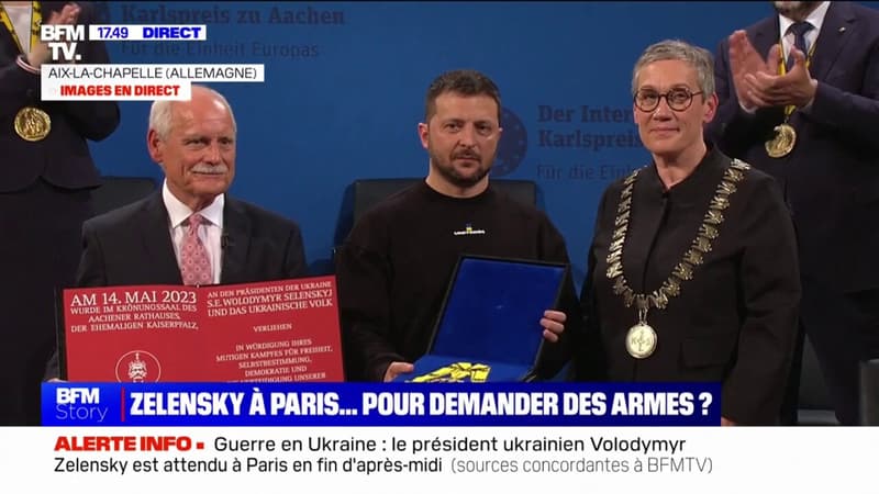Les images du prix Charlemagne décerné au président ukrainien, Volodymyr Zelensky