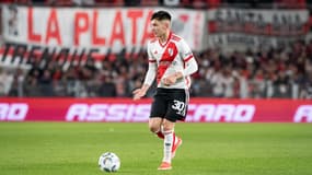 Franco Mastantuono lors du match entre River Plate et Central Cordoba (3-0, championnat argentin), le 11 mai 2024