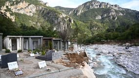 Le cimetière de Saint-Dalmas-de-Tende ravagé par les intempéries.