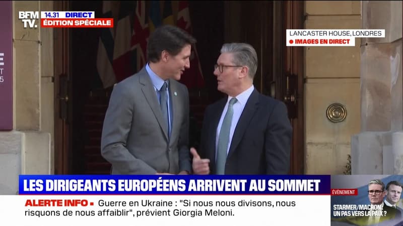 Sommet de Londres: Justin Trudeau accueilli par Keir Starmer à Lancaster House