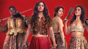 Déborah Lukumuena, Oulaya Amamra, Daphné Patakias et Sabrina Ouzani, les actrices du film "Toutes pour une", version féminine des "Trois mousquetaires" d'Alexandre Dumas