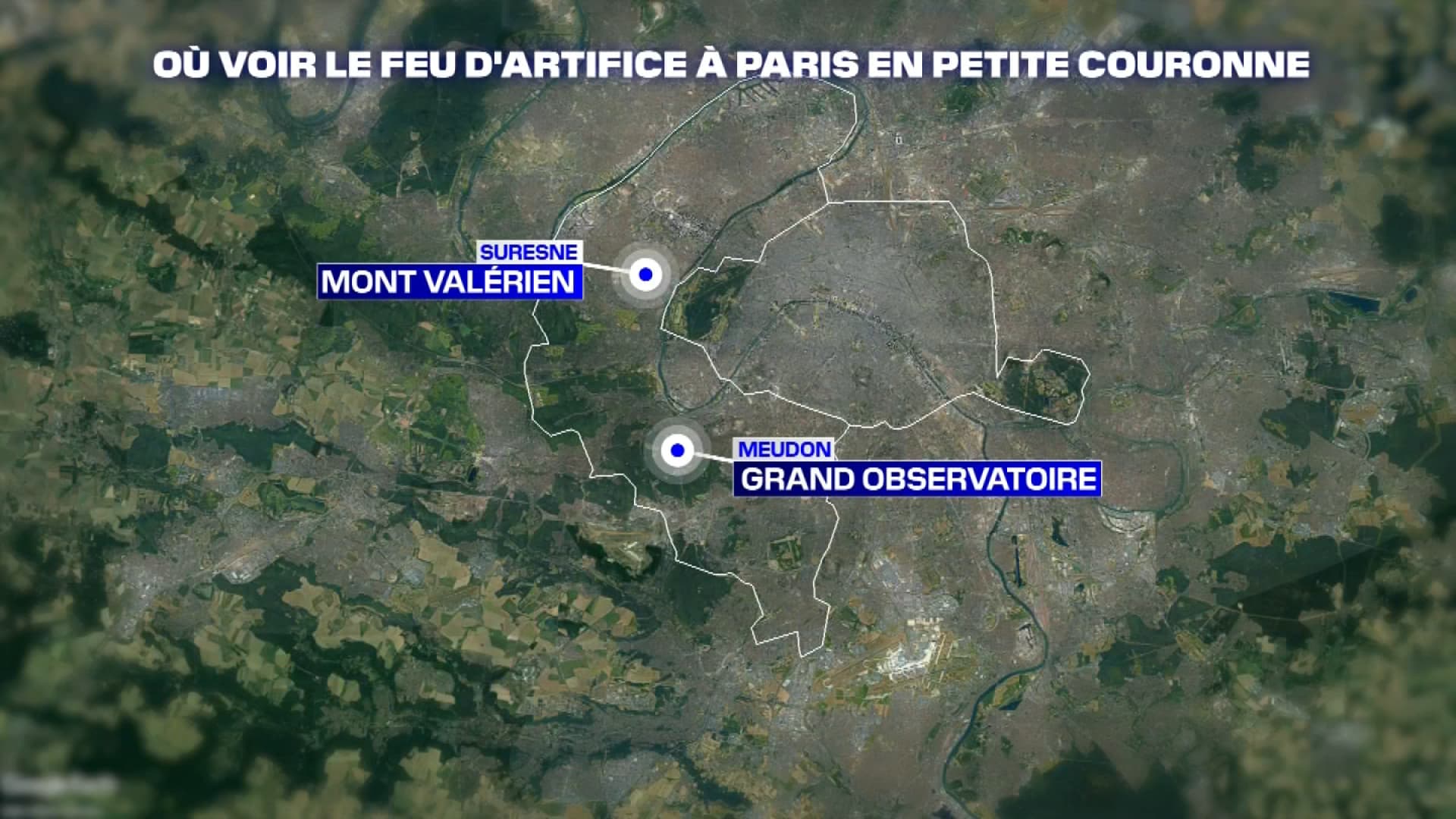 Le feu d'artifice peut être admiré aussi en petite couronne.