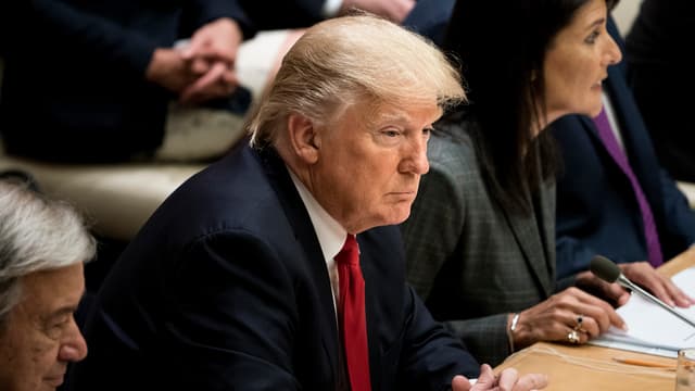 Le président américain Donald Trump, lors d'une réunion aux quartiers généraux de l'ONU à New York, le 18 septembre 2017.