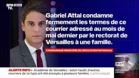 Plainte pour attouchements sur une élève: Gabriel Attal "condamne fermement" les termes de la lettre du rectorat de Versailles envoyée à une famille 