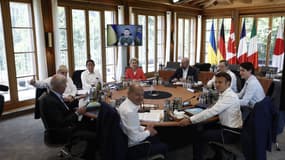 Le G7 réunit à Château D'Elmau, en Allemagne, le 27 juin 2022, avec Volodymyr Zelensky en visio-conférence (photo d'illustration)