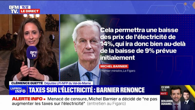 Michel Barnier renonce aux taxes sur l'électricité: Clémence Guetté dénonce une 