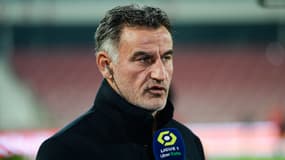 L'entraîneur de Lille, Christophe Galtier, face à la presse en L1