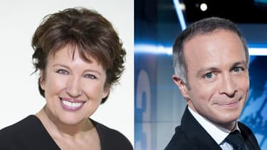 Roselyne Bachelot, chroniqueuse sur D8 et Samuel Etienne, futur animateur de Questions pour un champion sur France 3.