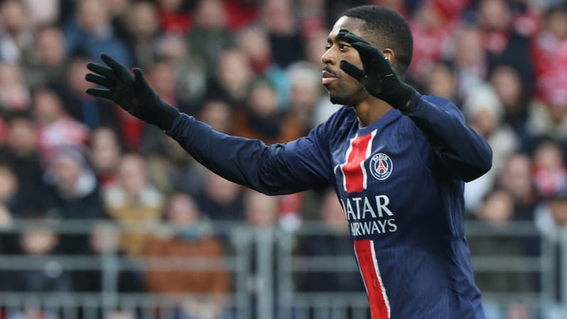 L'attaquant du PSG Ousmane Dembélé auteur d'un triplé lors de la 20e journée de Ligue  1, 1er février 2025