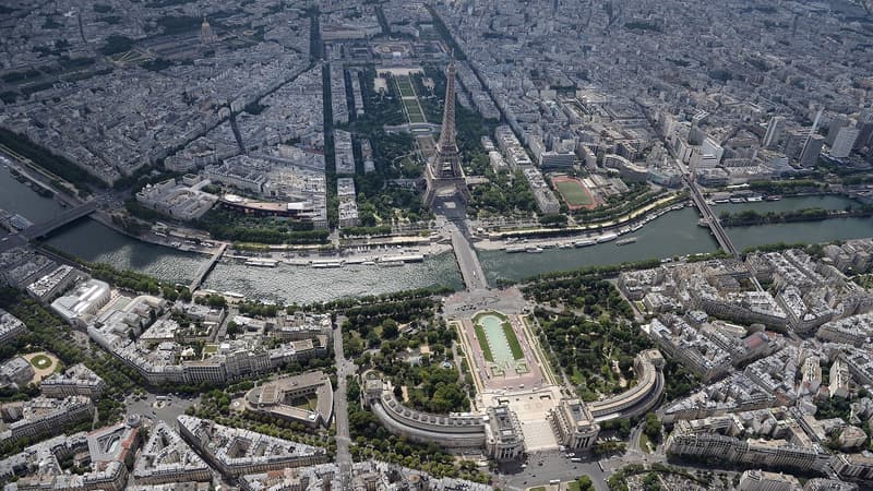 Une vue aérienne de Paris prise le 14 juillet 2017 (illustration).