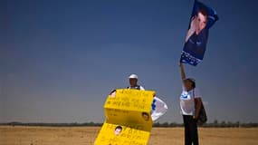 Manifestation en Israël pour la libération de Gilad Shalit à l'occasion du cinquièle anniversaire de sa capture. Nicolas Sarkozy a écrit aux parents du soldat franco-Israélien retenu prisonnier par le Hamas palestinien depuis sa capture le 25 juin 2006, p