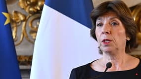 Catherine Colonna, nouvelle ministre des Affaires étrangères, lors de sa prise de poste samedi 21 mai 2022